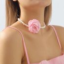 Collar Gargantilla Flor Rosa Mujeres Boda Novia Cadena Estética Joyería Accesorios