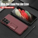 Slim Shockproof Stand PC Phone Case With S Pen Slot For Samsung S21 Ultra 5G