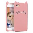 Navnika Cat Back Cover for Apple iPhone 6S - Rose Gold ( 3D Cat Soft Silicone Girls Back Case Cover )