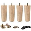4 inch / 10cm Wooden Furniture Legs, La Vane Set of 4 Solid Wood Tapered M8 Replacement Furniture Feet with Pre-Drilled 5/16 Inch Bolt & Mounting Plate & Screws for Couch Sofa Cabinet Ottoman