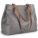 S-ZONE Women Soft Genuine Leather Handbag Large Capacity Shoulder Hobo Bag Fit for 13'' Laptop