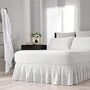 EASY FIT Baratta Elastic Wrap Around Bed Skirt, Easy On/Off Dust Ruffle (18-Inch Drop), Queen/King, White