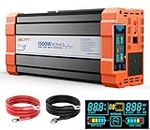 1500W Power Inverter 12V to 240V AC Pure Sine Wave Inverter,Car Inverter DC 12v to AC 240V UK with AC Sockets Dual Car Adapter With LED Display Suitable for Travel, Camping, RV