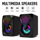 LED PC Speakers Gaming Bass USB Wired Sound Box for Desktop Computer Laptop UK