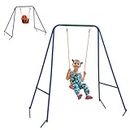 Outsunny 2 In 1 Nursery Swing for Toddlers, Kids, Garden Swing Set with Comfortable Seats, Safety Belt for Indoor, Outdoor Play - Blue and Orange