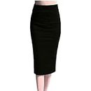 NW Women Pencil Skirt Stretch Female Waist Mid-Calf Skirts Puls
