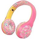 Vklopdsh Kids Headphones, Over-Ear Bluetooth 5.0 Headphones, Foldable Wireless Headphones with Mic, Soft Ear Cushions (Pink)