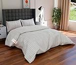 ACHIR 300 TC Cotton Stripe King Size Duvet Cover/Comfoter Cover/Quilt Cover with 2 Pillow Cover Set (King, White, 102 x 110 Inch)