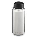 Klean Kanteen Wide Mouth Single Wall Stainless Steel Water Bottle (w/Wide Loop Cap) - 40oz - Brushed Stainless