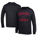 Men's Champion Black Miami University RedHawks Icon Logo Hockey Jersey Long Sleeve T-Shirt