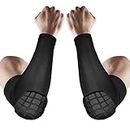 AceList 2 Pcs Shield Shape Crash Proof Elbow Pads Arm Sleeve Compression Shin Pads Brace Protector Gear for Volleyball, Basketball, Football & All Contact Sports, (1 Pair) Black & White Size S M L XL, Black, SMALL(Little Child Only)