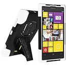 Amzer AMZ96175 Double Layer Hybrid Case Cover with Kickstand for Nokia Lumia 1020-Skin-Retail Packaging-Black/White