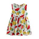 fr Girls Fruit Print Sleeveless Dress Cute Summer Cotton Clothing (White 2-3T)