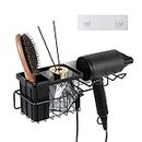Bath Beyond Hair Dryer Holder Multi-Application SUS 202 Stainless steel Bathroom Adhesives Wall Mount Hair Care Styling Tool Organizer Storage Basket for Hair Dryer, Hair Brushes included Adhesive Pad