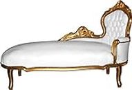 Casa Padrino Baroque Chaise Longue White/Gold Leather Look - Furniture Living Room