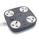 ADDMAX Extension Cord with USB Port , 10A 220 Volts -50/60Hz [6 Socket Outlet with 2 USB Port] [Fire Flame Proof] [USB Charging Port][1.8 Meter Cord] Multi Plug Extension Board for Home Office - Grey