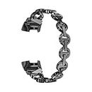 Compatible With Fitbit Charge 5 Smart Watch Band Stainless Steel Wristband Metal Loop Chain Bracelet For Charge 2 3 4 (Color : Black, Size : For charge 3 or 4)