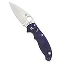 Spyderco Manix 2 Signature Knife with 3.37" CPM S110V Steel Blade and Durable Dark Blue G-10 Handle - PlainEdge - C101GPDBL2