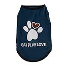 Lulala Printed Pet Shirt Summer Pet T Shirt Cool Puppy Dog T-Shirts Soft Breathable Dog Sweatshirt for Small Medium Dogs Cats (Heart Love Paw Pattern (Blue, 14 INCH)