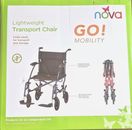 Nova 18" Lightweight Alum Frame Folding Transport Chair Wheelchair New- Blue