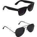Dervin Unisex Adult Aviator Sunglasses Black Frame, Black Lens (Free Size) - Pack of 2