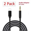 2 Pack For iPhone XR 11 12 13 Pro Max 8 Pin to 3.5mm AUX Audio Car Adapter Cord