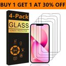4 PACK For iPhone 15 14 13 12 11 Pro Max XR 8 7 Tempered Glass Screen Protector