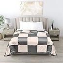 LINENWALAS 100% Bamboo Patchwork Reversible Double Bed Silk Dohar, AC Blanket, Soft and Lightweight Blanket,Double (90x100 inch), Charcoal Grey and Taupe
