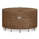 CAMPROS CP Round Patio Furniture Covers 96" Dia,Outdoor Table Covers for Round Table Chair Set/Fire Pit/Hot Tubs,Heavy Duty-Weatherproof/UV-Resistant Patio Cover-96”Dia*26”H-Brown