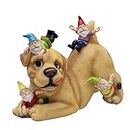 TERESA'S COLLECTIONS Dog and Gnome Garden Sculptures & Statues for Outdoor Decor, Funny Gnomes Garden Art Gifts for Mom Mother Day Housewarming Garden Decor Lawn Ornaments Patio Yard Home Decor 9"