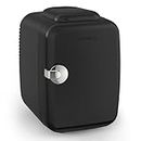 CROWNFUL Mini Fridge, 4 Liter/6 Can Portable Cooler and Warmer Personal Fridge for Skin Care, Cosmetics, Food,Great for Bedroom, Office, Car, Dorm, ETL Listed (Black)