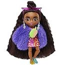 Barbie Extra Minis Doll #1 (5.5 in) Wearing Sprinkle-Printed Dress & Furry Coat, with Doll Stand Including Micro Sunglasses and Waist Bag, Kids 3 Years Old & Up​, Hgp63 - Multicolour (HGP63)