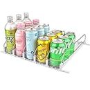 Chris.W Drink Organizer for Fridge, 5 Rows Soda Can Dispenser for Refrigerator with Pusher Glide, Self-Pushing Beverage Organizer, Width Adjustable Fridge Beverage Dispenser (White, 12.2 In)