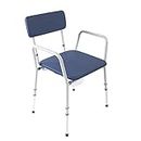 NRS Healthcare Compact Dovedale Height Adjustable Commode with Seat, Medium, Blue and White