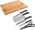 DOZZBY with DB Wood Kitchen Knife Set with Wooden Block and Scissors, Knife Set for Kitchen with Stand, Knife Set for Kitchen use, Knife Holder for Kitchen with Knife 5-Pieces