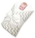 Bundlebee Baby Wrap/Swaddle/Blanket - Built-in Organic Infant Pad - Perfect for Bassinet and Easy Crib Transition - Gift Packaging - Newborns - Summer/Winter - Chevron Grey