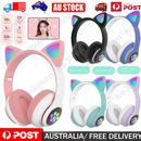 Cat Ear Bluetooth Wireless Headphones LED Mic Stereo Headsets Kids Girls Gifts