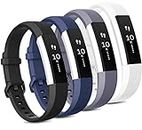 Tobfit 4 Pack Bands Compatible with Fitbit Alta/Alta HR Bands, Soft Sport Silicone Replacement Wristbands for Women Men (Small, Black/Blue/Gray/White)