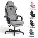  Gaming Chairs for Adults with Footrest-Computer Ergonomic Video Game Grey