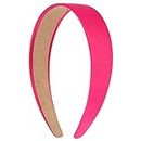 VELSCRUN Bright Pink Headband Satin Headbands for Women Girls Non Slip 1 Inch Women Hair Bands Halloween Cosplay Diy Holiday Head Band Gifts for Mothers Sisters Hair Accessories