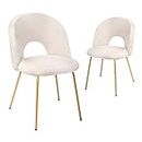 CangLong Seat Chair with Metal Legs for Kitchen Dining Room,Set of 2, Fleece White, Foam, 2 Unidades