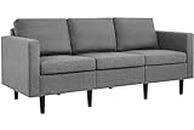 Yaheetech 3 Seater Sofa, Modern Fabric Sofa Couch, Upholstered Sofa Settee, Sectional Sofa for Living Room, Guest Room, Bedroom, Office, Light Grey