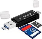 eErlik Card Reader, USB 2.0 All-in-1 USB 2.0/USB C/Micro USB Card Reader - SD, Micro SD, SDHC, Micro SDHC, Micro SDXC Memory Card Reader for McBook PC Tablets Smartphones with OTG Function