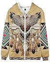 SIAOMA Native Indians Hoodie Unisex 3D Print Hooded Coat Native American Zip Up Jacket(Yellow Eagle,Medium)