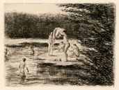 MAX LIEBERMANN, 'BADENDE JUNGEN (BOYS BATHING)', etching, 1896.