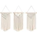 Mkouo Small Macrame Wall Hanging, 3 Pack Art Woven Wall Decor Boho Chic Home Decoration for Apartment Bedroom Living Room Gallery, 20.3cm(W) x 35cm(L)