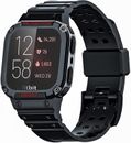 Band with Case for Fitbit Versa 3/2/Sense Rugged Men Sport Band Protective Cover
