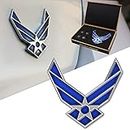 Dsycar autocollant métallique 3D pour voiture logo armée de l'air américaine emblème badge décalcos pour voiture design accessoires décoration DIY - bleu - 4 bouchons de tiges de soupapes gratuits