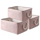 Storage Basket Bins - Fabric Basket&Decorative Baskets Storage Box Cubes Containers W/Handles for Clothes Storage Garage, Books, Home, Office (Pink, 36X26X17 (3 Pack))