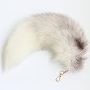 Huge Fluffy White Gray Fox Tail Fur Cosplay Toy Hook Handbag Accessery